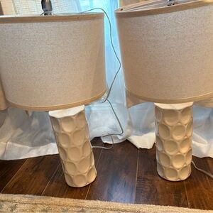 Cream Textured Ceramic Table Lamp - Set of 2